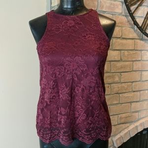 Burgundy Lace Top